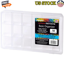 18 Compartment Storage Box Clear Plastic Organizer Craft Home Office Garage New