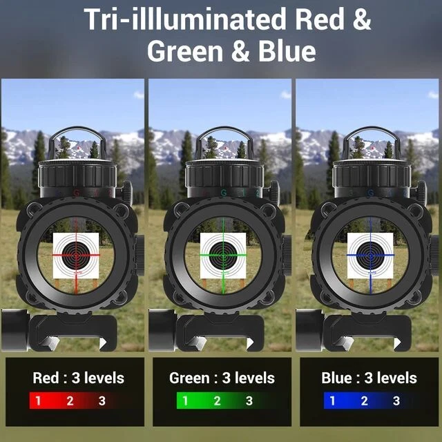 New 4x32 Riflescope Red Green Blue Tri-Illuminated Etched Reticle Prism Scopes - Image 3 of 4