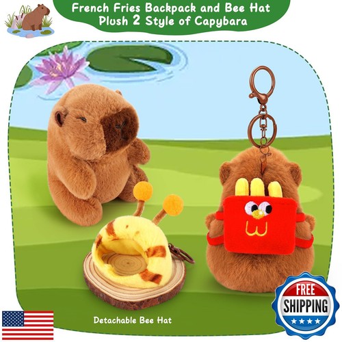 Achwishap 2PCS Capybara Plush Keychain,Cute Keychain Capybara Stuffed Animal, - Picture 5 of 5
