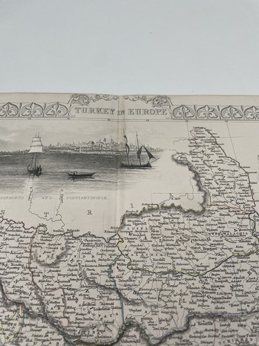 1853 Antique Illustrated Rapkin map of Turkey in Europe, Balkans Bulgaria Greece - Picture 2 of 10