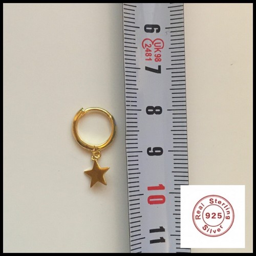PENDIENTES MUJER NIÑA UNISEX PLATA 925 ARO ESTRELLA CRUZ LUNA PIERCING 2 PIEZAS - Imagen 7 de 12