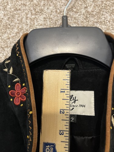 Scully Womens Black Floral Suede Leather Button Western Rodeo Jacket Size 12 - Picture 7 of 15