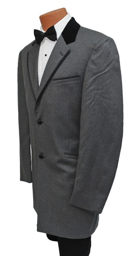 Men's Andrew Fezza Grey Tuxedo Jacket with Velvet Collar Retro Prom Wedding 35R - Picture 2 of 6