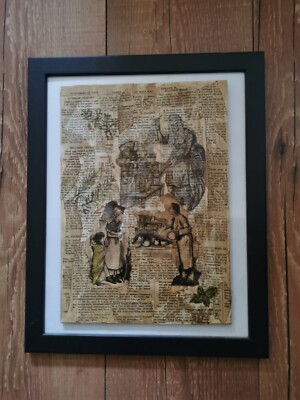 Original Collage Art ''''Bygone Cookery'''' erstellt in UK aus recycelten Vintage-Papieren