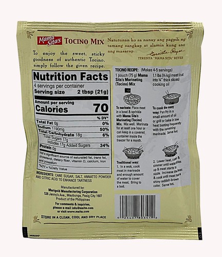 Paquete de 3 Mama Sita Tocino 75G - Imagen 2 de 2