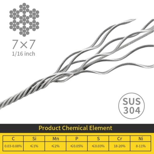 Heavy-Duty 304 Stainless Steel Cable - 328FT with 150 Crimping Sleeves Included - Picture 4 of 9