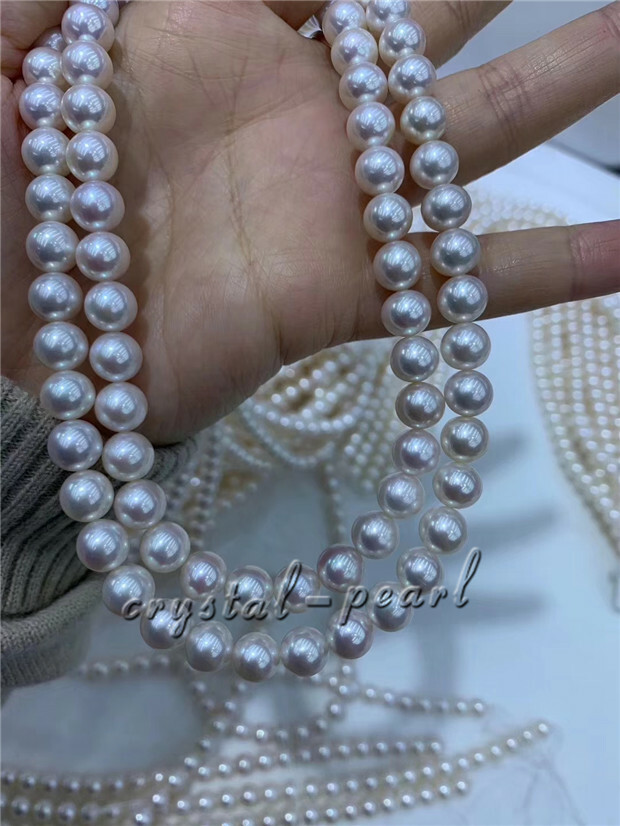 アクセサリー Authentic Pearl Necklace Rank A 36 inch AAA+ 7 mm real natural Akoya south sea white pearl