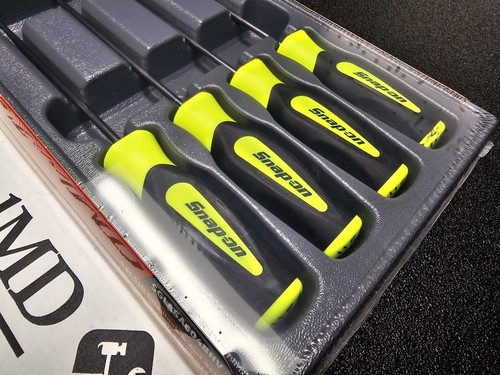 Snap-on Tools NEW 4pc HI VIS YELLOW Soft Grip Heavy-Duty Pick Set SGLASA604BHV - Bild 7 von 16