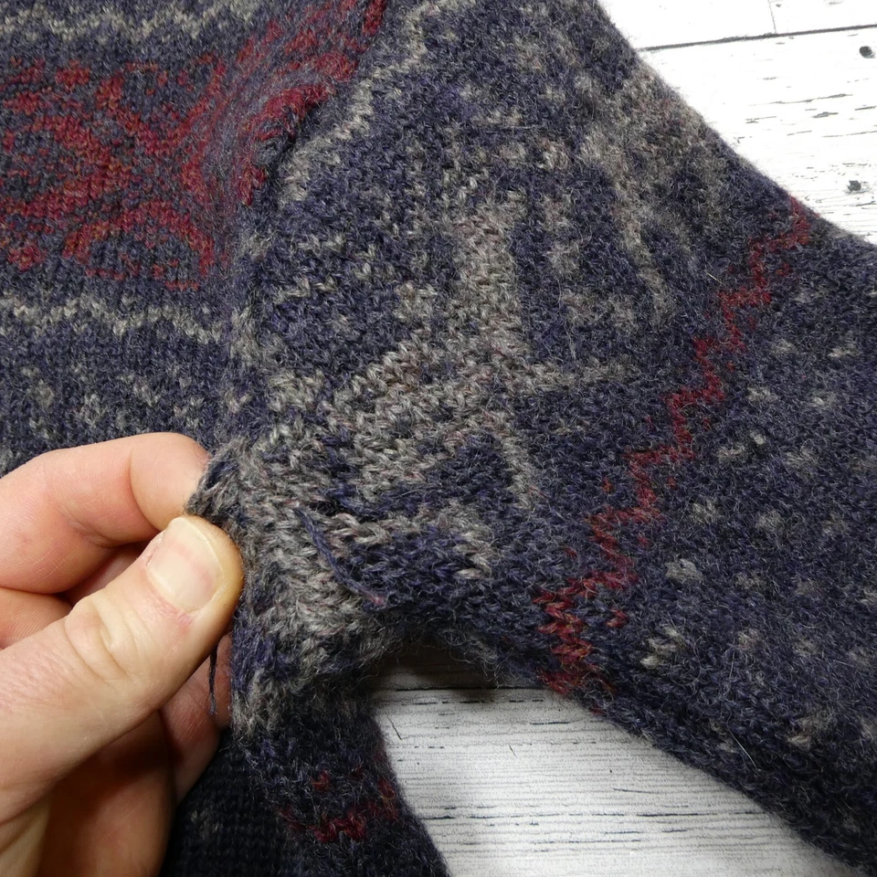 VINTAGE Boston Traders Sweater Mens Small Blue New Wool Fair Isle Fisherman - Image 4 of 4