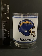 San Diego Chargers Frosted Drinking Glass - NFL  Football -Vintage Mobil Promo -
