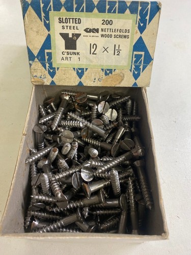 Box Steel Countersunk Screws 1 1/2" x 12 Nettlefolds GKN Slotted Full Box of 200 - Picture 17 of 24