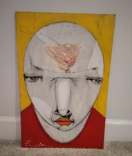 MICHAEL BANKS Outsider FOLK ART PAINTING MAN PORTRAIT  24 x 16" ALABAMA