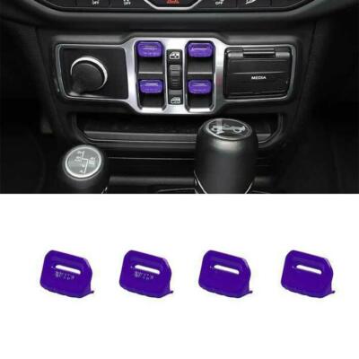For Jeep Wrangler JL 18-21 Bright Purple Window Lift Switch Button Cover Trim 4*