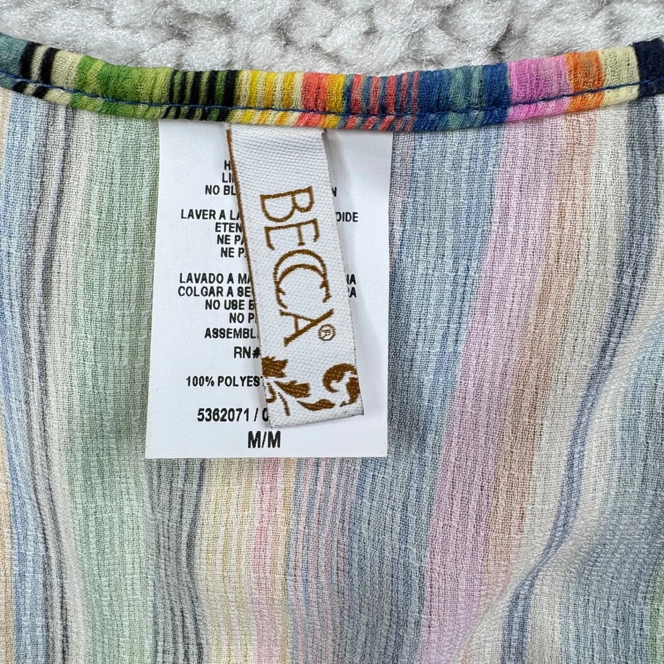 Becca Swim West Village Striped Smocked Cover Up Dress Womens Medium - Image 3 of 4