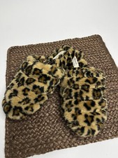 Women  s Madewell The Scuff Animal Print Faux Fur Slippers  Size 7 NWOB