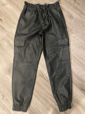 KanCan High Rise Joggers Black Large Faux Leather Cargo Pants Brand New Bohme