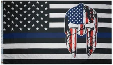 USA Police Memorial Molon Labe Thin Blue Line 100D Woven Poly Nylon 3'x5' Flag