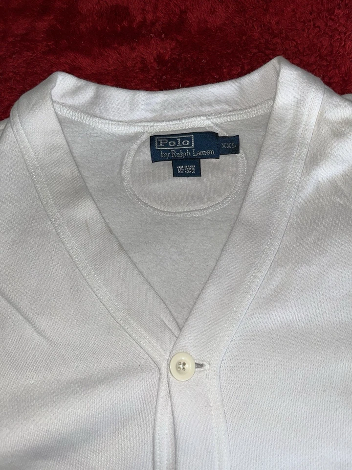 Винтажный Polo Ralph Lauren кардиган свитер теннис белый 2XL XXL от 2004-2009 - Изображение 3 из 4