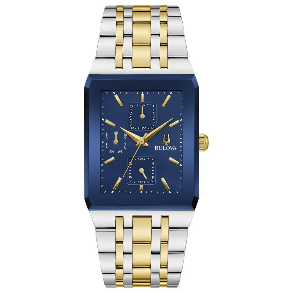 Bulova Men's Modern Day Date Indicator Quartz Silver Gold Watch 31MM 98C150