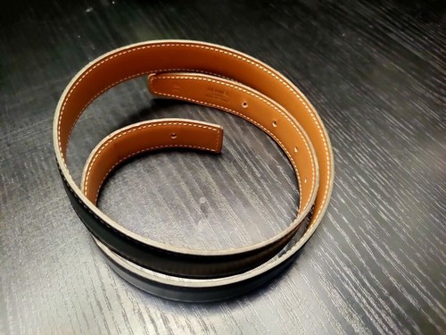 Hermes Belt Strap Black Orange Leather Size 70 - 第 4/7 張圖片