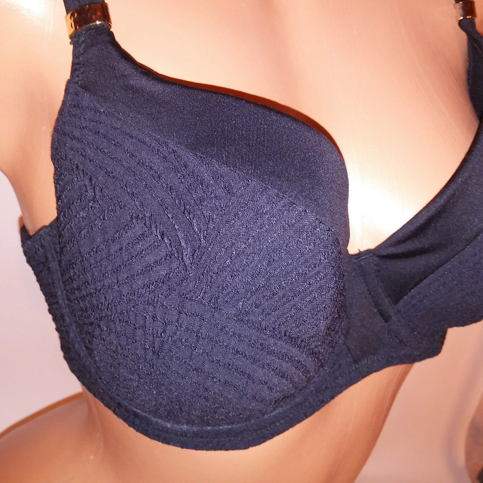 Top de bikini de natación Fantasie US 32DDD UK 32E copas forradas negras lisas texturizadas nuevo Foto 4 de 4