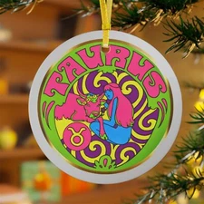 Taurus Zodiac Sign Glass Christmas Ornament Retro Vintage 60s Inspired Zodiac 