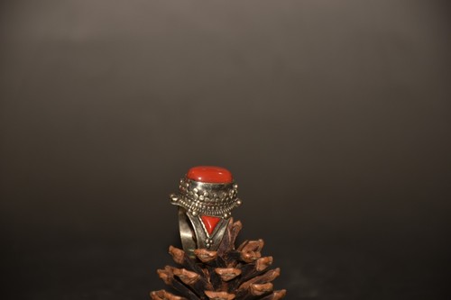 Pure copper inlay coral dyed ring decoration - Picture 6 of 6