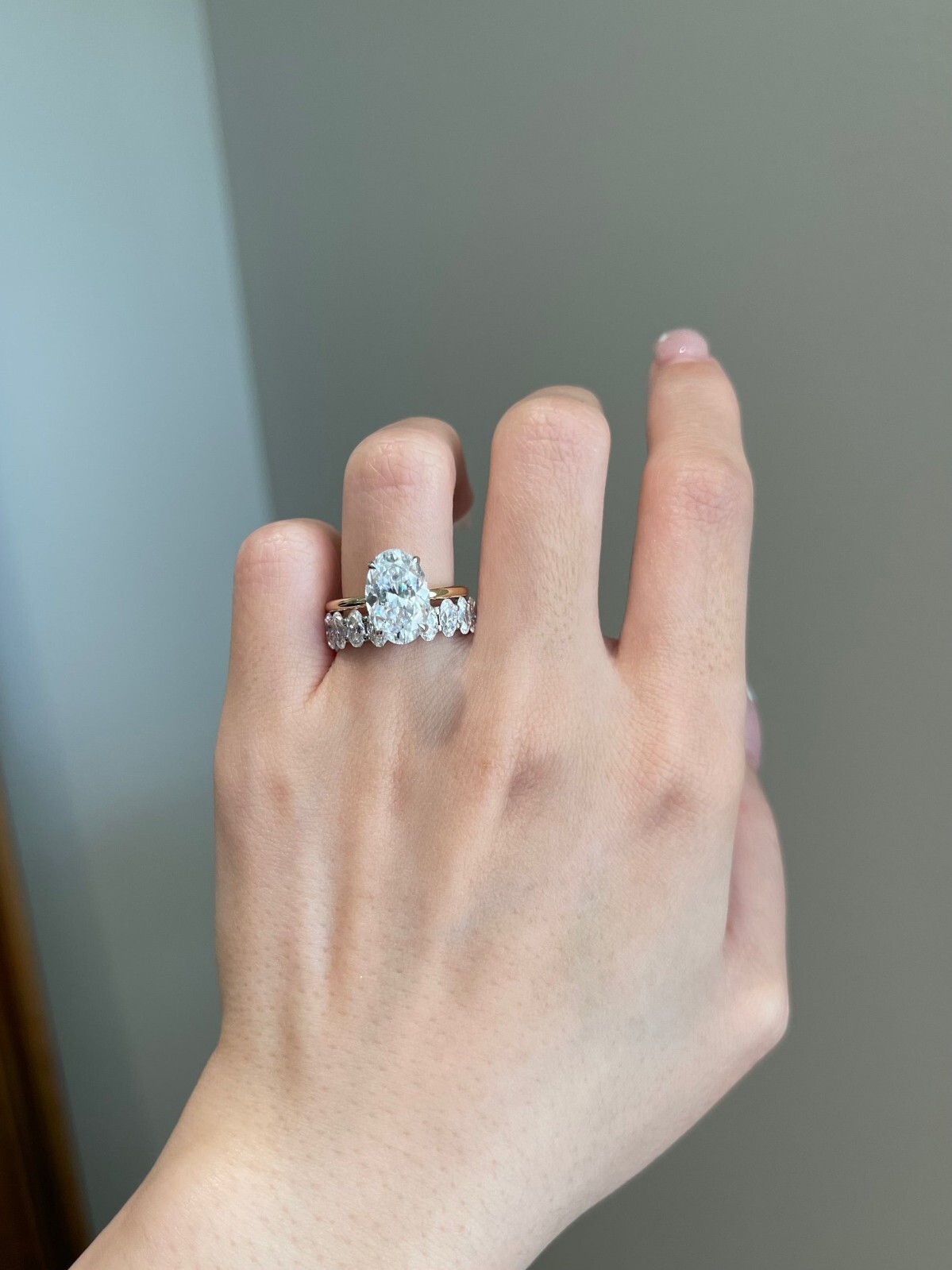 0.30ct Oval Moissanite 925 Sterling Silver Eternity Engagement Ring