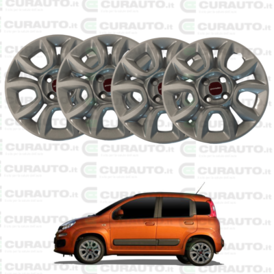 Set 4 Copricerchi 14 Pollici Per Fiat Panda Dal 2012, Nylon Flessibile Anturti, Made In Italy, Montaggio Facile