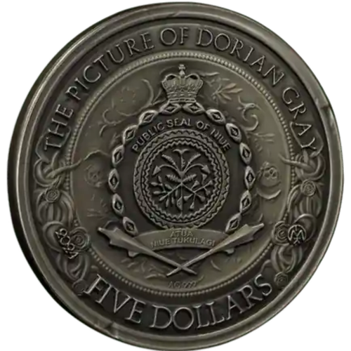 2 oz Silver Dorian Gray Coin | Antique Finish Niue 2024 - Picture 2 of 3