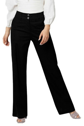 Pantalones formales de trabajo de oficina para mujer pierna ancha cintura alta a medida - Imagen 9 de 13