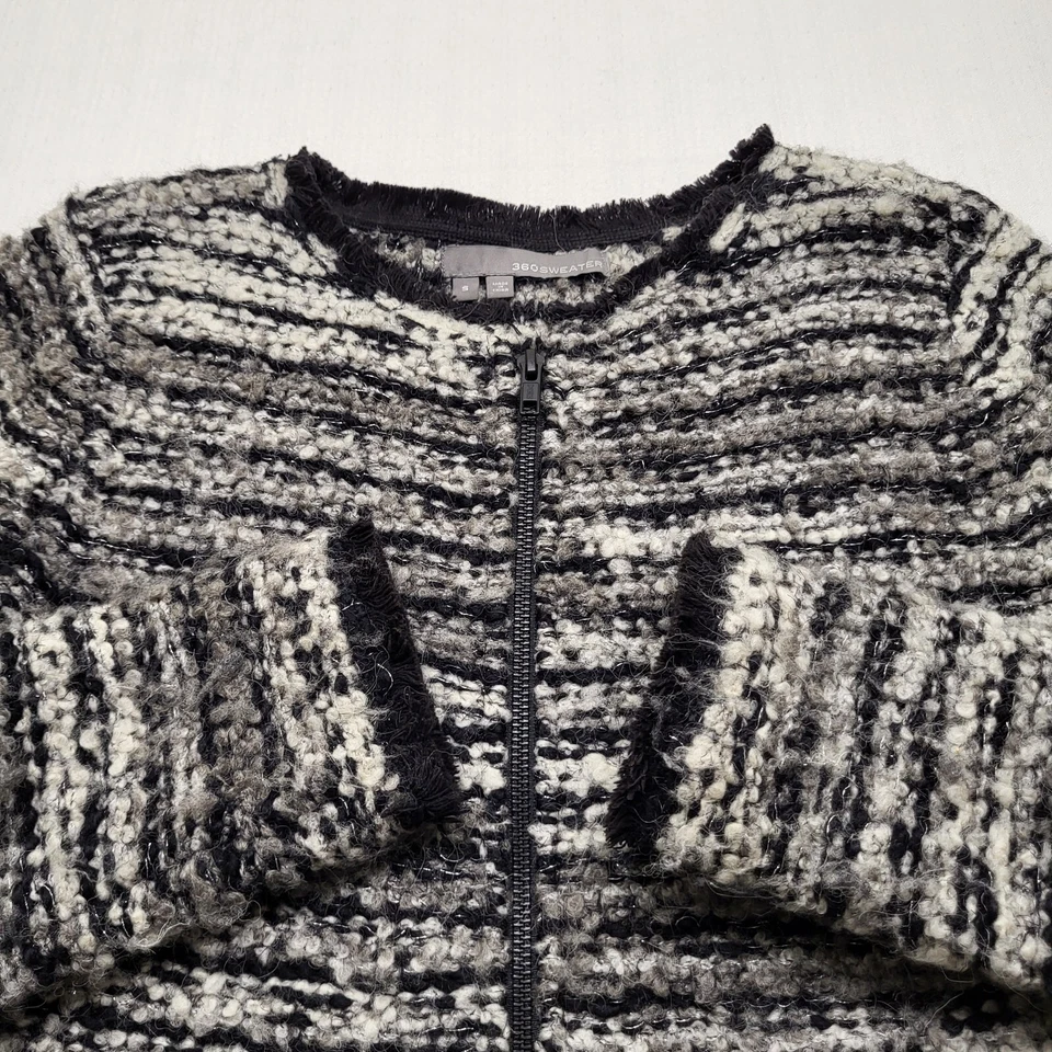 Suéter 360 Cremallera Completa Mujer Pequeño Lana Alpaca Negro Blanco Grueso Clásico Abuela Foto 4 de 4