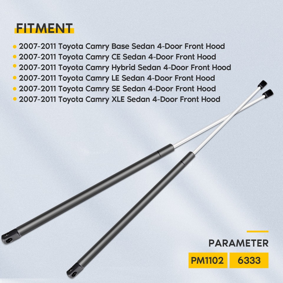 Pair Of Hood Lift Support Struts For Toyota Camry Sedan 2007-2011 - Direct Replacement 11 thumbnail image