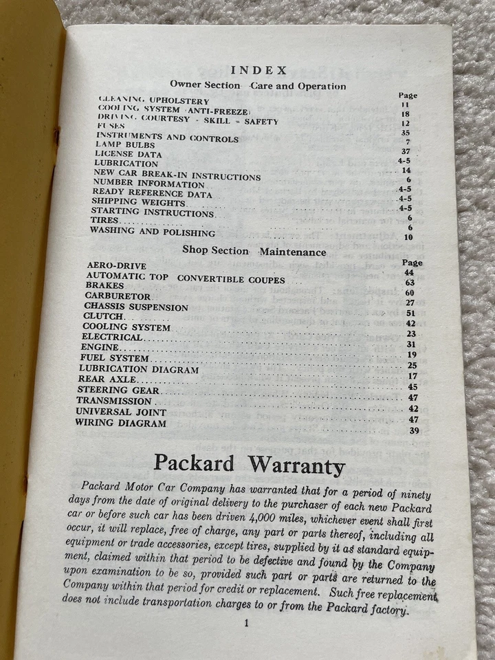 Packard Super Eight 160 1941 personalizado Super Eight 180 preliminar manual del propietario - REPRO Foto 3 de 4