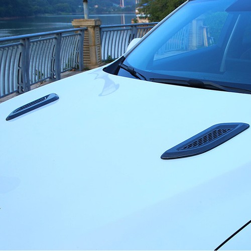 2×Carbon Fiber Style Car Air Flow Intake Decorative Scoop Bonnet Vent Hood Cover - Imagen 5 de 14