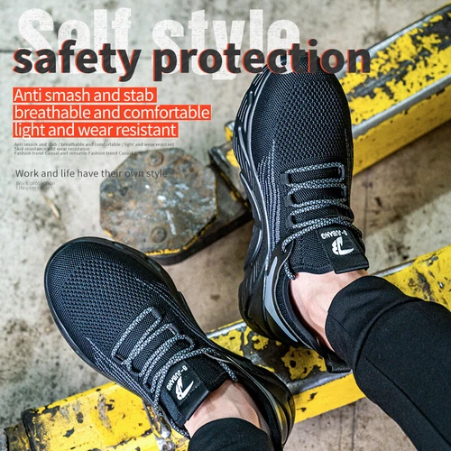 Men's Safety Shoes Lightweight Steel Toe Cap Indestructible Work Boots Sneakers - Picture 4 of 20