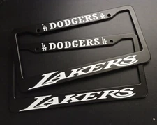 Set of 2 - Los Angeles Dodgers Lakers Car License Plate Frames Plastic Aluminum