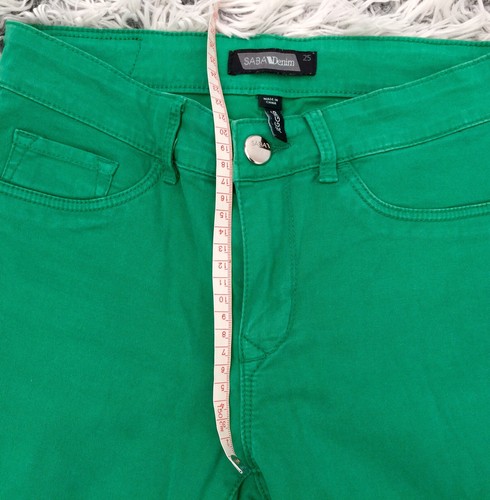 Saba Denim Jeggings Size 25 Green Stretch Skinny Cotton - Picture 6 of 12