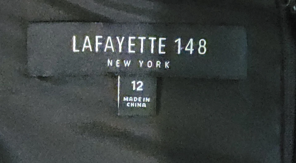 Vestido Lafayette 148 Talla 12 Para Mujer Negro Preppy Tejido Vaina Cambio Manga Campana Foto 4 de 4