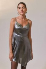 Urban Outfitters Shiny Satin Asymmetrical Mallory Mini Dress Size S. B15