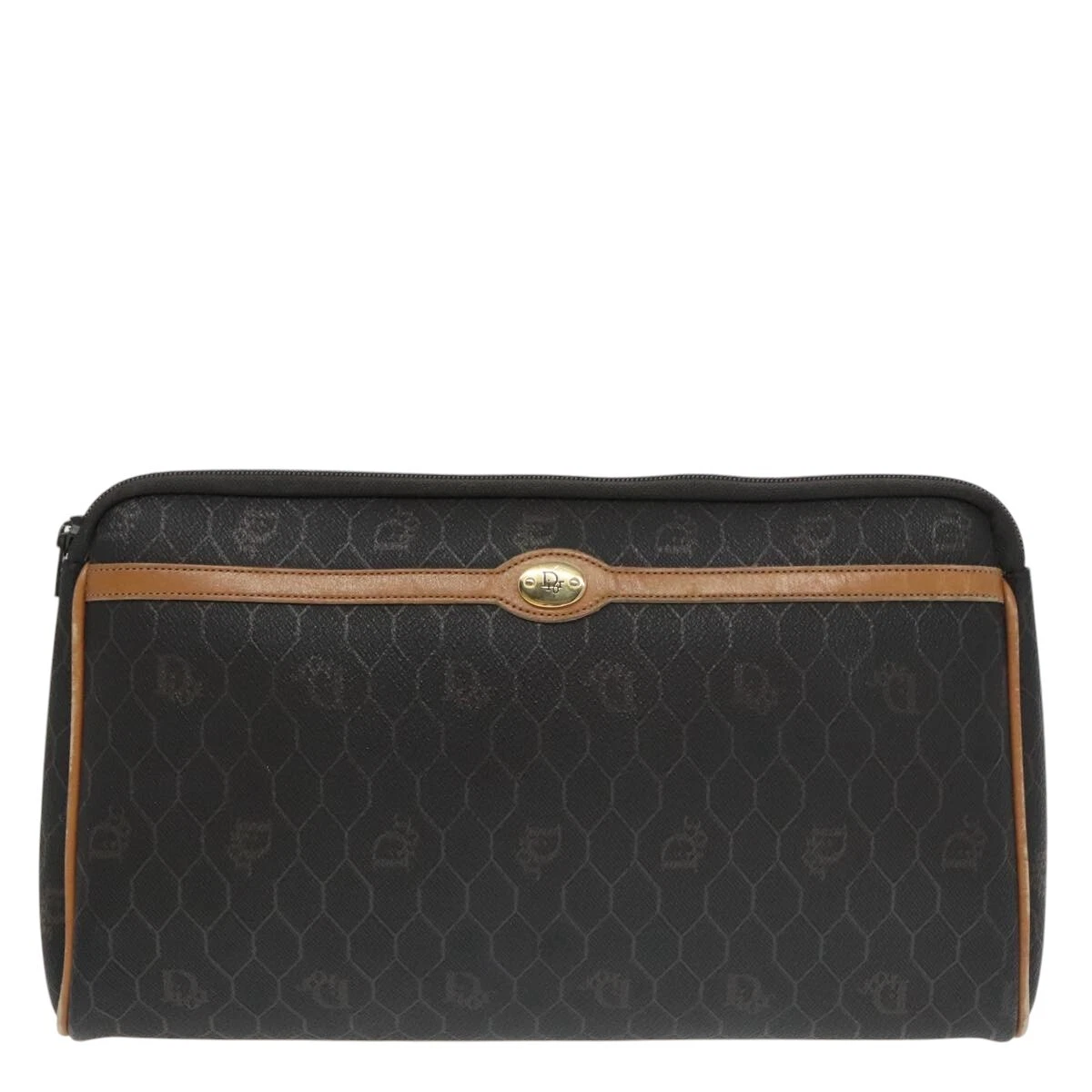 Sac pochette toile noire nid d'abeille Dior authentique