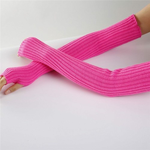 Guantes de tejido para mujeres guantes largos sin dedos color puro brazo muñeca invierno hombres - Imagen 30 de 30