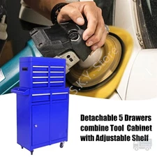 Mechanics Tool Cart, Steel Cabinet with Detachable 5 Drawers Tool Chest, Blue