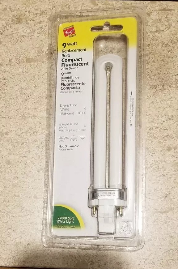 Commercial Electric (Home Depot) 2 PIN 7w or 9w CFL G23 base Soft