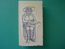 Female Senior in Lawn Chair w/Cat RBBB Rubber Stamp - Self Mounted