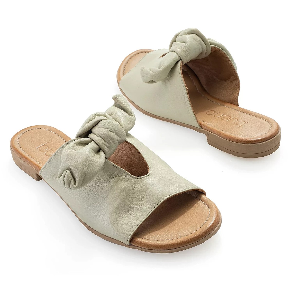 Bueno Joley Leather Tie Bow Slide Sandals Bamboo Size 6.5 -7 | eBay