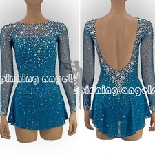 Ice Figure Skating Dress Competition Skating Dress Custom blue