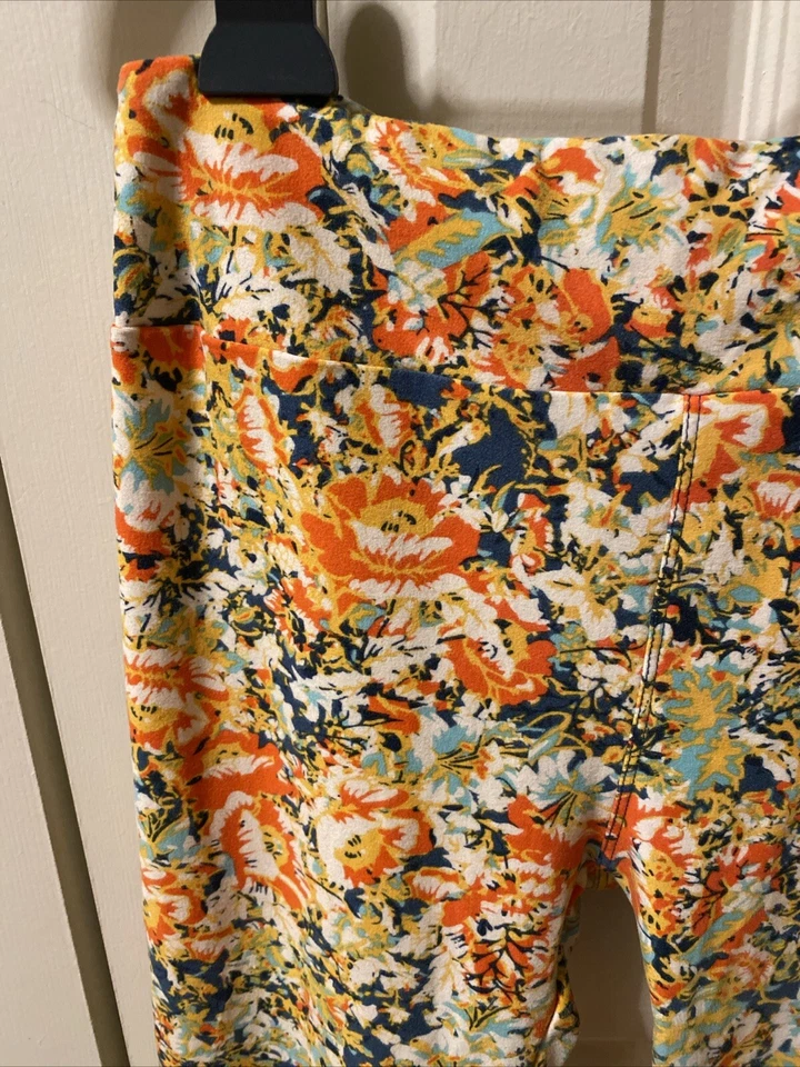 Legging LuLaRoe Mujer Talla Única Floral Naranja Amarillo Mixto Elástico JC004-03 Foto 2 de 4