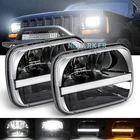 一对最新的 5x7 英寸 7x6 英寸 LED 车头灯转向信号 DRL 适用于丰田吉普 XJ YJ