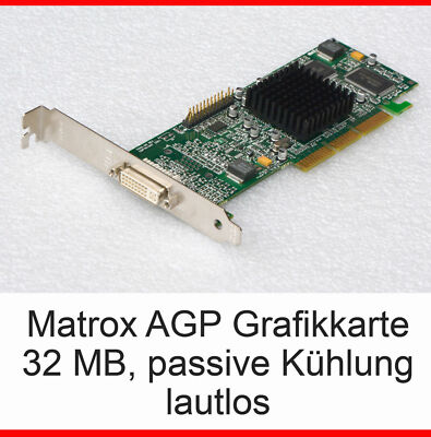 LOW PROFILE MGA LAUTLOSE GRAFIKKARTE MATROX AGP DVI G450 32 MB PASSIV COOLER G22